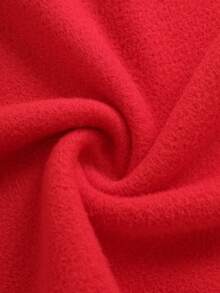 SHEIN Essnce 女款落肩標語印花抓絨運動衫 - 紅色 - 查看 6