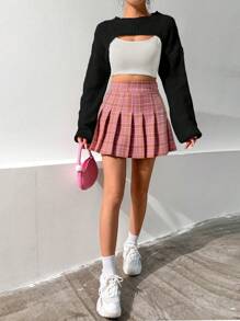 SHEIN Qutie 短休閒套頭衫套頭毛衣 - 黑色 - 查看 5