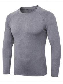 Manfinity Homme Paquete de 3 camisetas casuales de manga raglán larga y color liso para hombre, para salir