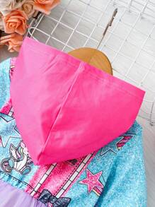 SHEIN 女小童獨角獸印花網紗多層下擺連帽洋裝 - 彩色 - 查看 7