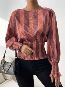 Chiquease In Toàn bộ Tay áo loe Áo sơ mi Peplum - Nhiều màu - Xem 2