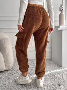 EURMUSE Women'S Cargo Sweatpants - Brown - View 2
