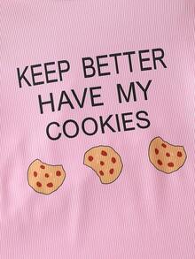 Teen Girl Cookie & Slogan Graphic Snug Fit PJ Set - Pink - View 5