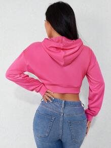 SHEIN Unity Kort Huva Kvinnors Sweatshirts - Skrikrosa - Visa 2