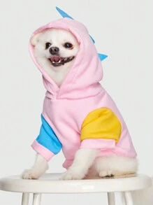 ROMWE 1 Miếng Ánh sáng Màu hồng Dễ thương Thú cưng Khủng long Hóa trang Phong cách Khối màu Hoodie - Nhiều màu - Xem 4