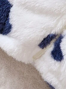 SHEIN Young Girl Cow Pattern Zip Up Coat Without Sweater - Multicolor - View 3