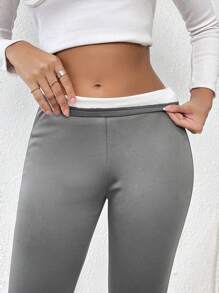 SHEIN Essnce 高腰保暖襯裡打底褲 - 深灰色 - 查看 4