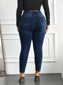 RueChic Plus High Waist Skinny Jeans - Blue - View 2