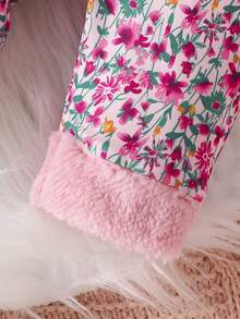 SHEIN 女嬰雙排釦絨毛外套&印花長褲 - 粉色 - 查看 3