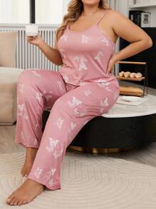 大尺碼睡衣套裝 - 粉色 - 查看 1