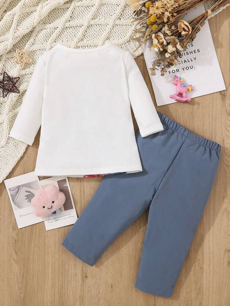 Baby Girl Figure Graphic Tee & Pants