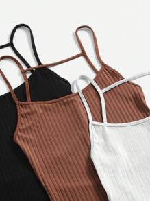 SHEIN EZwear 3pcs Solid Cami Unitard Romper - Multicolor - View 4