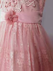 Girls' Pink Princess Dress With Long Skirt For Formal Occasions - Pink - View 7