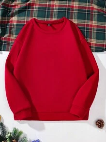SHEIN Unity Letter& Cartoon Graphic Thermal Lined Sweatshirt Pullover Fall Sweatshirt - Burgundy - View 2