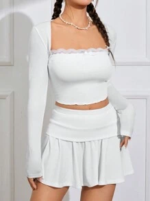 SHEIN MOD 女性露肩上衣和背心套裝 - 白色 - 查看 1