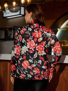 SHEIN Clasi Hơn In hoa Cổ giả Áo thun - Nhiều màu - Xem 2