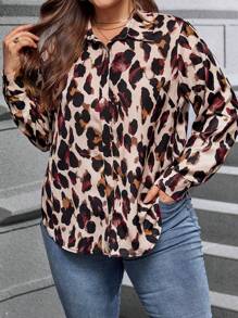 SHEIN LUNE Plus Size Leopard Print Shirt