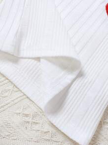 Baby Girl Heart Embroidery Mock Neck Tee - White - View 6