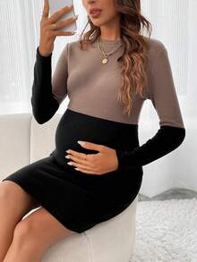 孕婦雙色緊身洋裝 - 彩色 - 查看 3