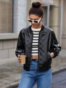 BizChic Abrigo Acolchado Con Cuello Para Mujer