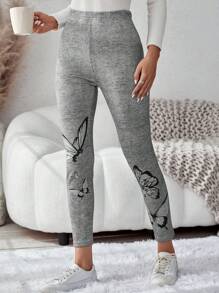 SHEIN LUNE In bướm Lót nhiệt Xà cạp - Xám - Xem 6