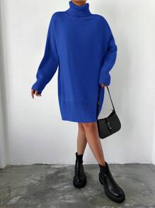 EURMUSE Abito maglione dolcevita spalle cadenti