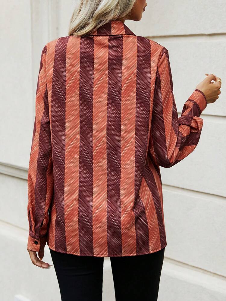 Striped Print Button Front Shirt