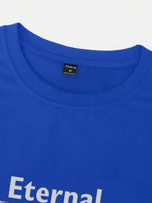 Manfinity EMRG Men Figure & Slogan Graphic Drop Shoulder Tee - Blue - View 4