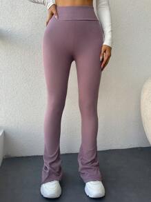 RueChic Athletic Pants With Ribbed Waistband - Pink - View 1