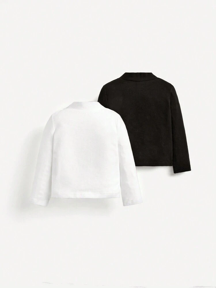 Baby Boys' Button Decorated Half Turtleneck Long Sleeve Top, 2pcs/set