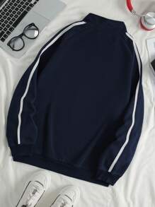 INAWLY 女士标语印花插肩袖卫衣，撞色滚边，长袖上衣，毕业季、返校季、毕业季、教师款，返校季套头衫，秋季卫衣 - 寶藍色 - 查看 2