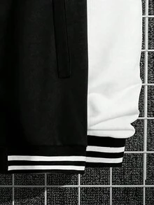 Jersey De Béisbol Con Estampado De Letras En Color Blanco Y Negro En Contraste Para Hombre - Blanco y Negro - Ver 3