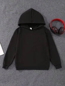 SHEIN Áo nỉ in hình hoa và khẩu hiệu dành cho bé gái tuổi teen - màu đen - Xem 2