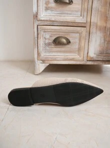 Ladies' Beige Flat Shoes - Beige - View 4