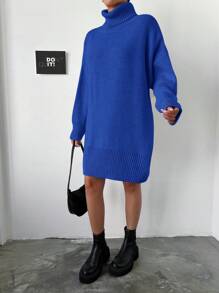 EURMUSE Abito maglione dolcevita spalle cadenti