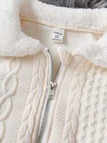 SHEIN Cô gái Tween Dây kéo Áo khoác Và Dài Quần Ấm áp Bộ - Nhiều màu - Xem 7