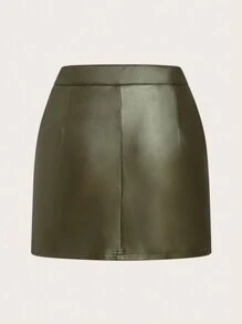 SHEIN EZwear Flap Pocket Drawstring Waist Skirt