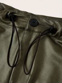 SHEIN EZwear Flap Pocket Drawstring Waist Skirt
