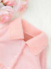 Baby Girl Dual Pocket Raglan Sleeve Teddy Lined Coat