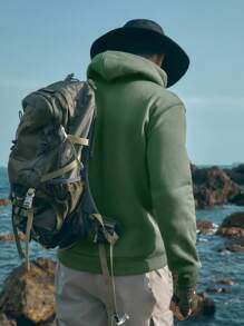 In My Nature Men Letter Graphic Drawstring Outdoor Hoodie - Army Green - View 2