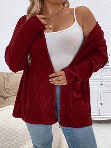 Calvaya Plus Zip Up Hooded Sweatshirt - Burgundy - View 7
