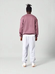 SUMWON 重量级经典运动衫超大版型休闲套头衫冬季分层必备家居服运动休闲街头服饰秋季时尚 - 淺灰紫 - 查看 5