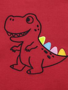 SHEIN Đứa bé trai In Khủng long Áo thun - Đỏ - Xem 4