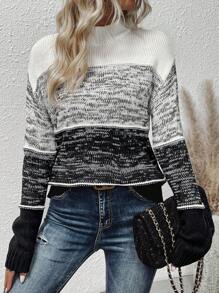 SHEIN Essnce 段染落肩袖套頭毛衣 - 彩色 - 查看 7