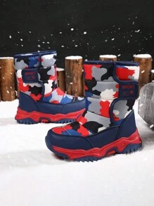 冬天高幫毛絨保暖雪地靴適用於兒童 - 粉色 - 查看 4