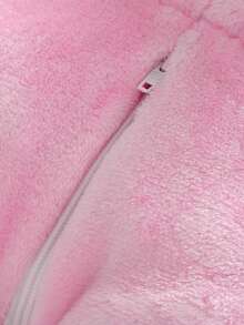 Baby Girl Cartoon 3D Ear Design Hooded Flannel Costume Jumpsuit - Pink - View 4