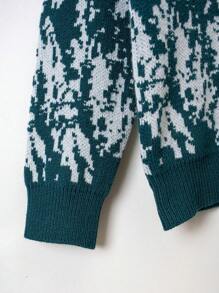 Teen Boy Mountain Pattern Button Front Cardigan - Green - View 4