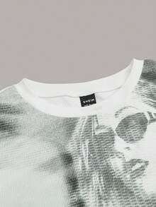 SHEIN EZwear Đồ họa Hình Áo phông Crop - Nhiều màu - Xem 3