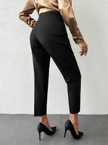 RueChic High Waist Press Crease Pants - Black - View 2