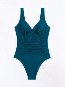 Nuvra Summer Beach Ruched Tummy Control One Piece Swimsuit